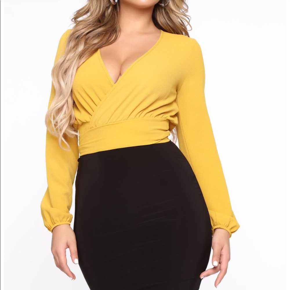 Little White Ties Top - Mustard